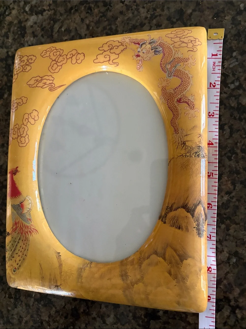 5x7 Yellow Dragon & Rooster Enamel Picture Frame